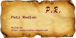 Petz Rodion névjegykártya